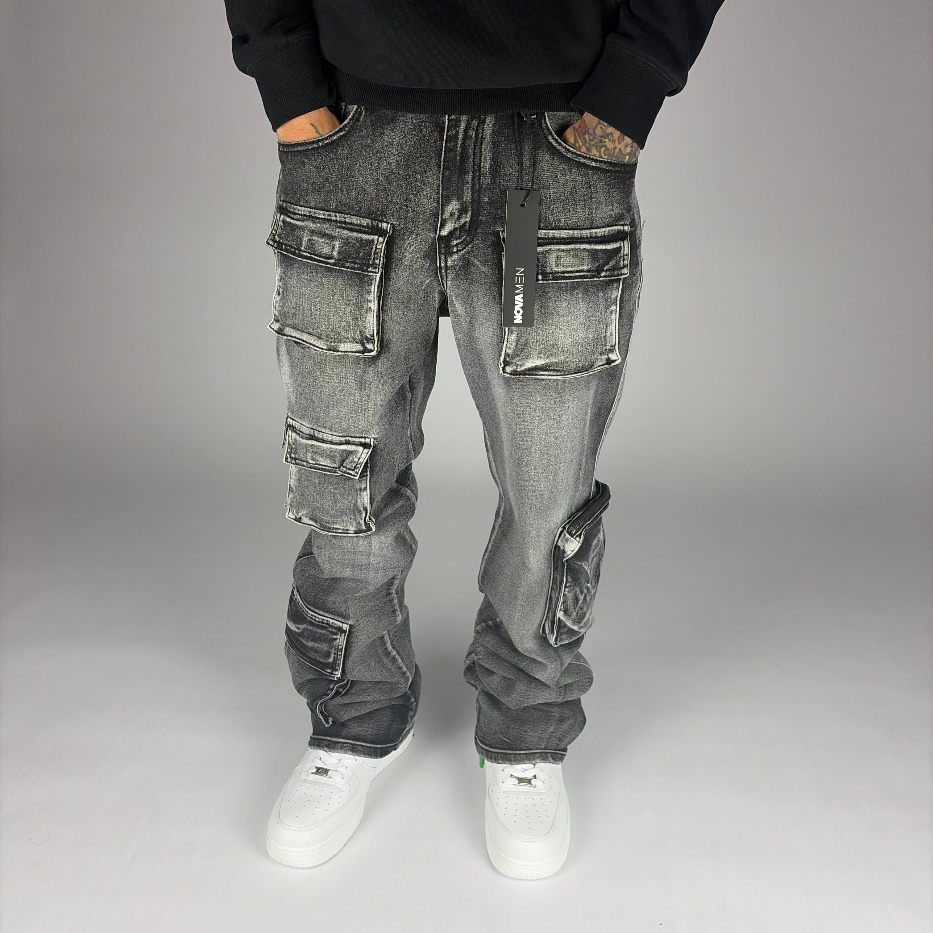 Fashion Nova Flare Cargo Jeans