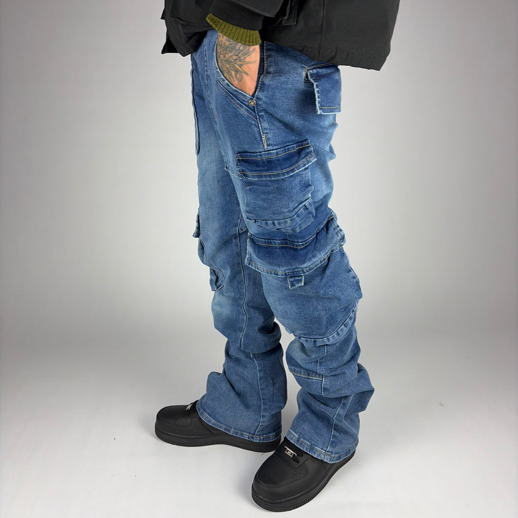 Pocket Flare Cargo Jeans