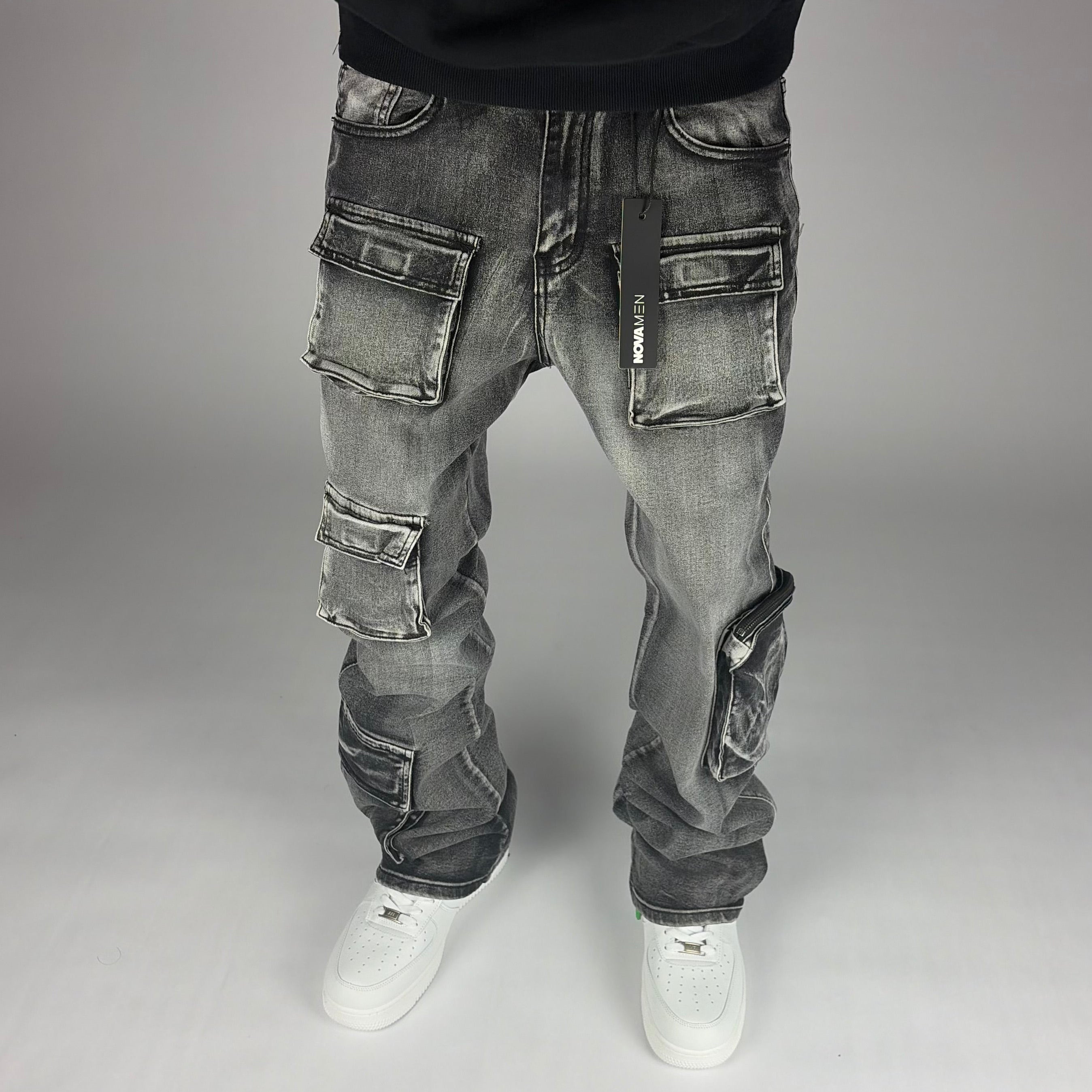 Fashion Nova Flare Cargo Jeans