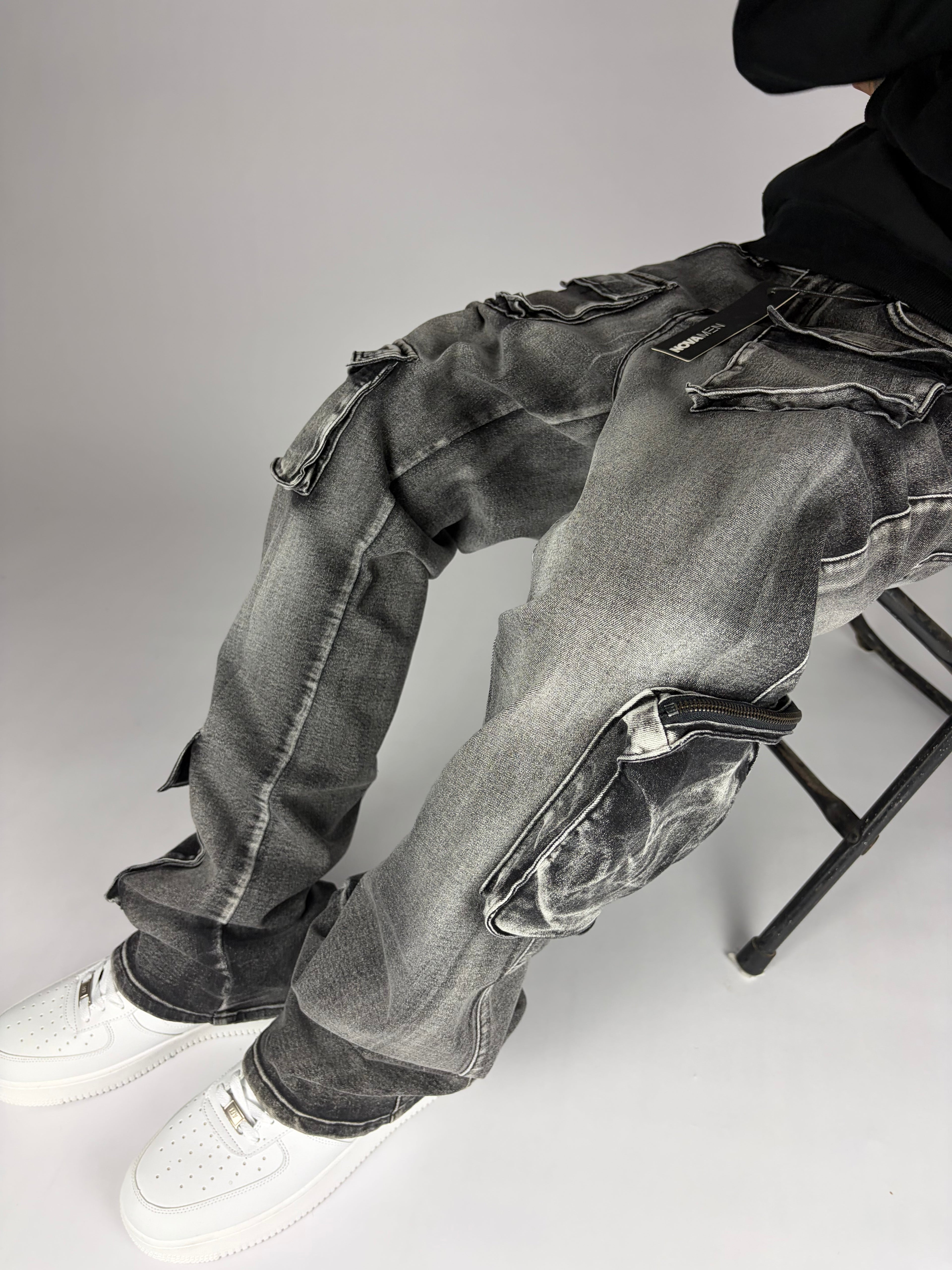 Fashion Nova Flare Cargo Jeans