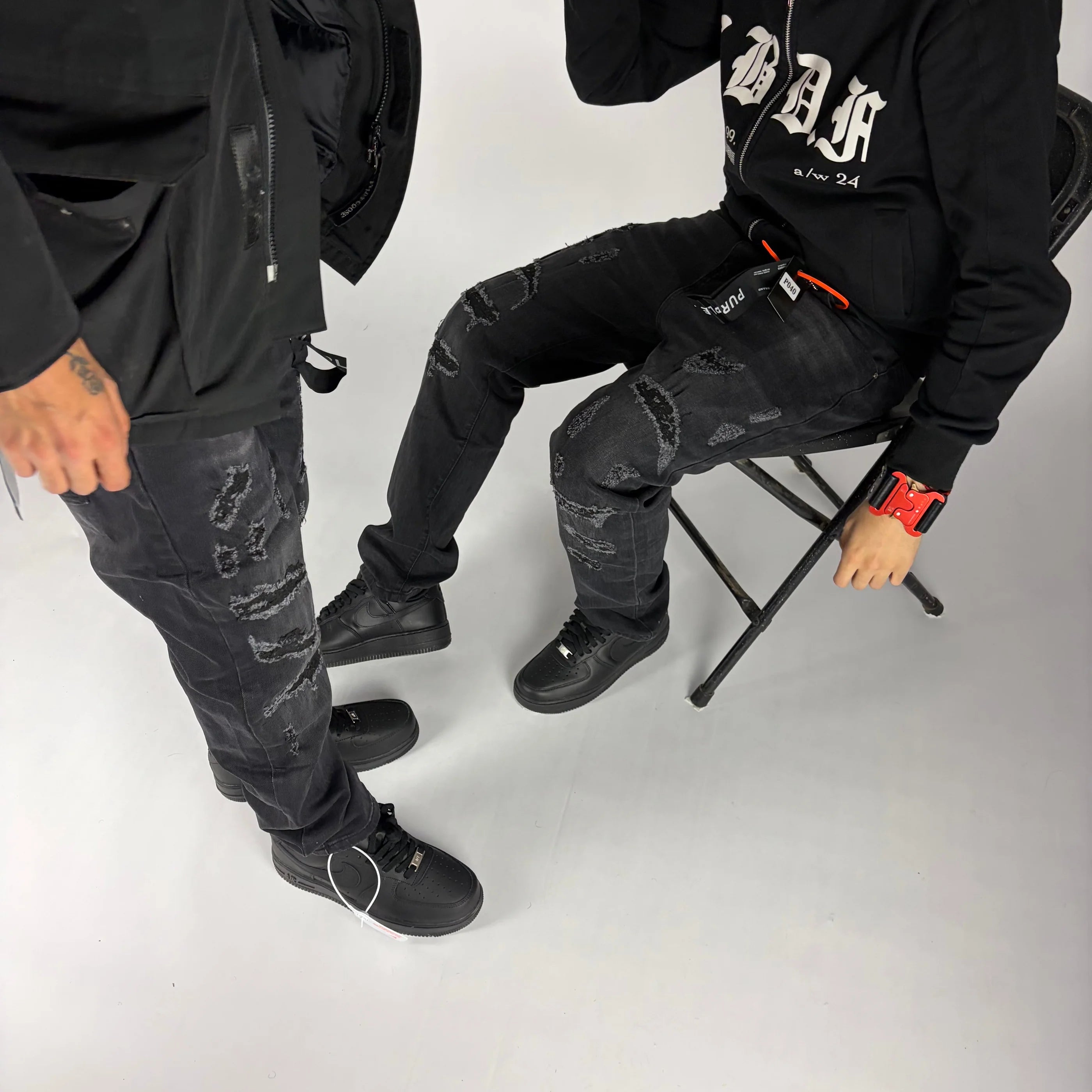 Black Skinny Jeans hombre Stylo 88, vista lateral — denim streetwear Chile