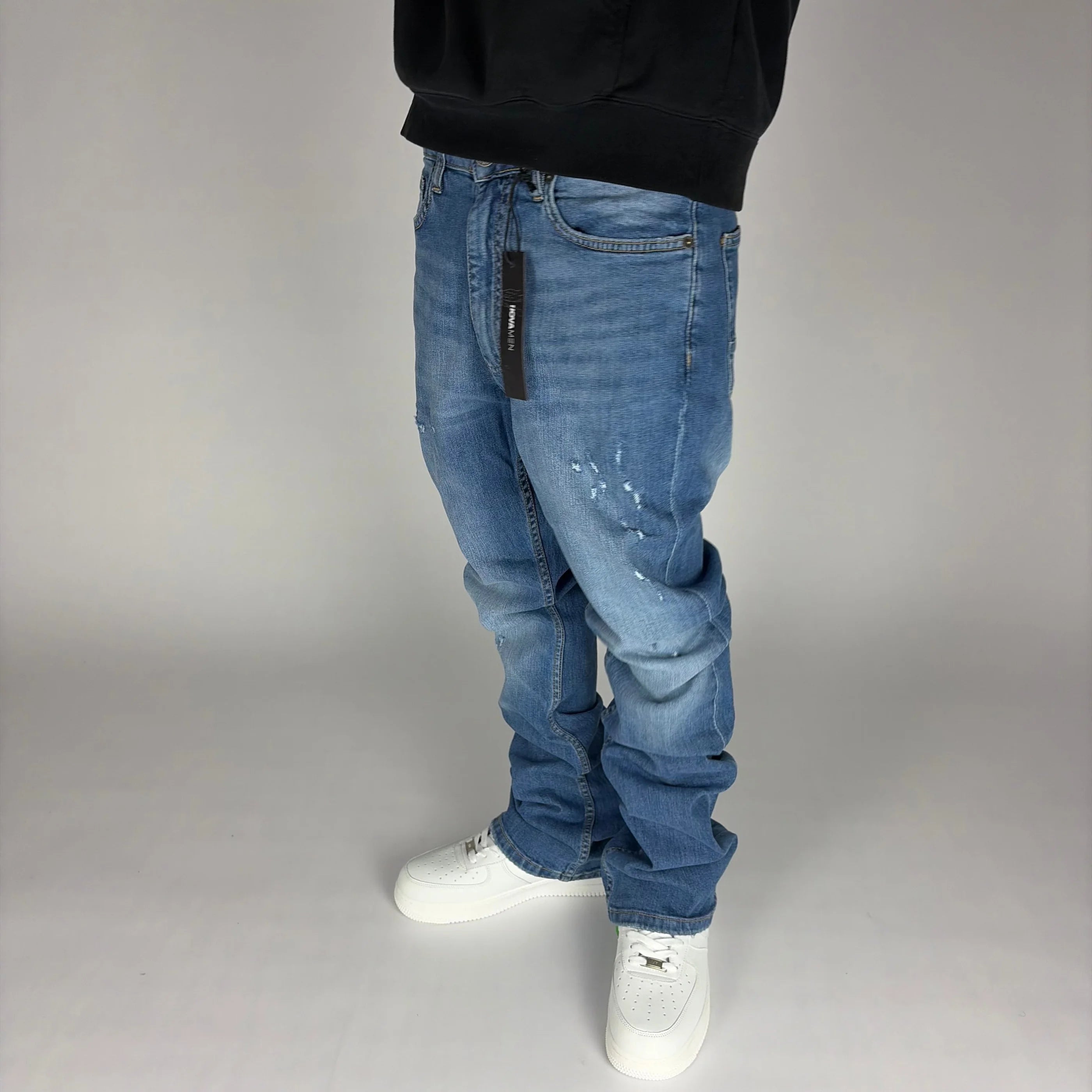 Blue Fashion Nova Flare Jeans hombre Stylo 88, detalle de tela y costuras — denim streetwear Chile