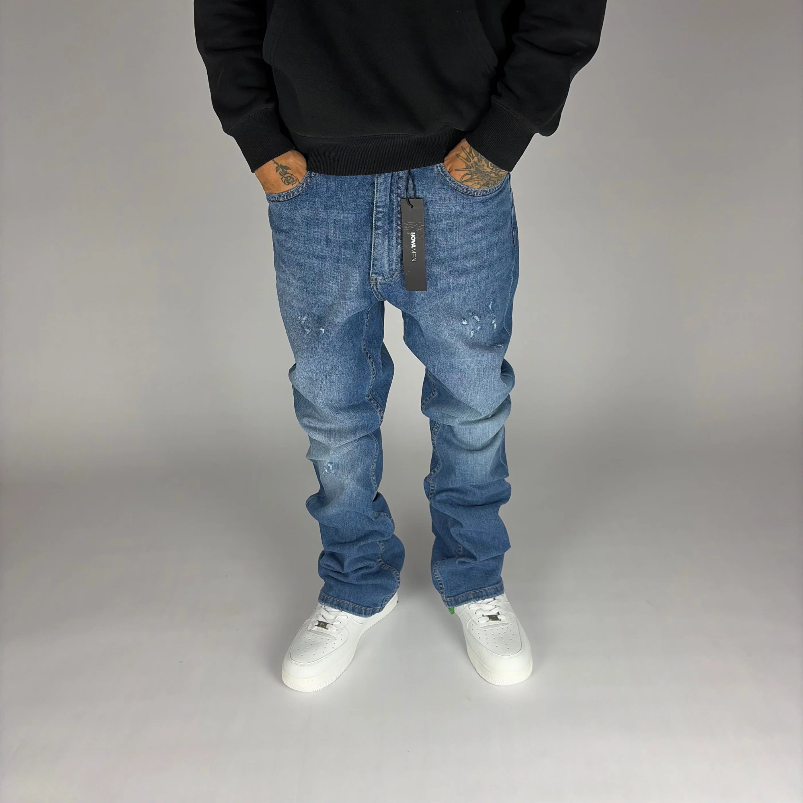 Blue Fashion Nova Flare Jeans hombre Stylo 88, vista trasera con detalle de bolsillos — denim streetwear Chile