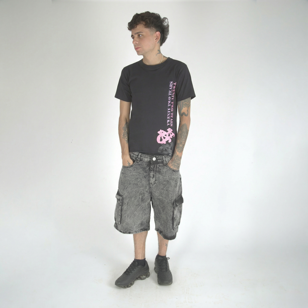 Noir Denim Baggy Shorts