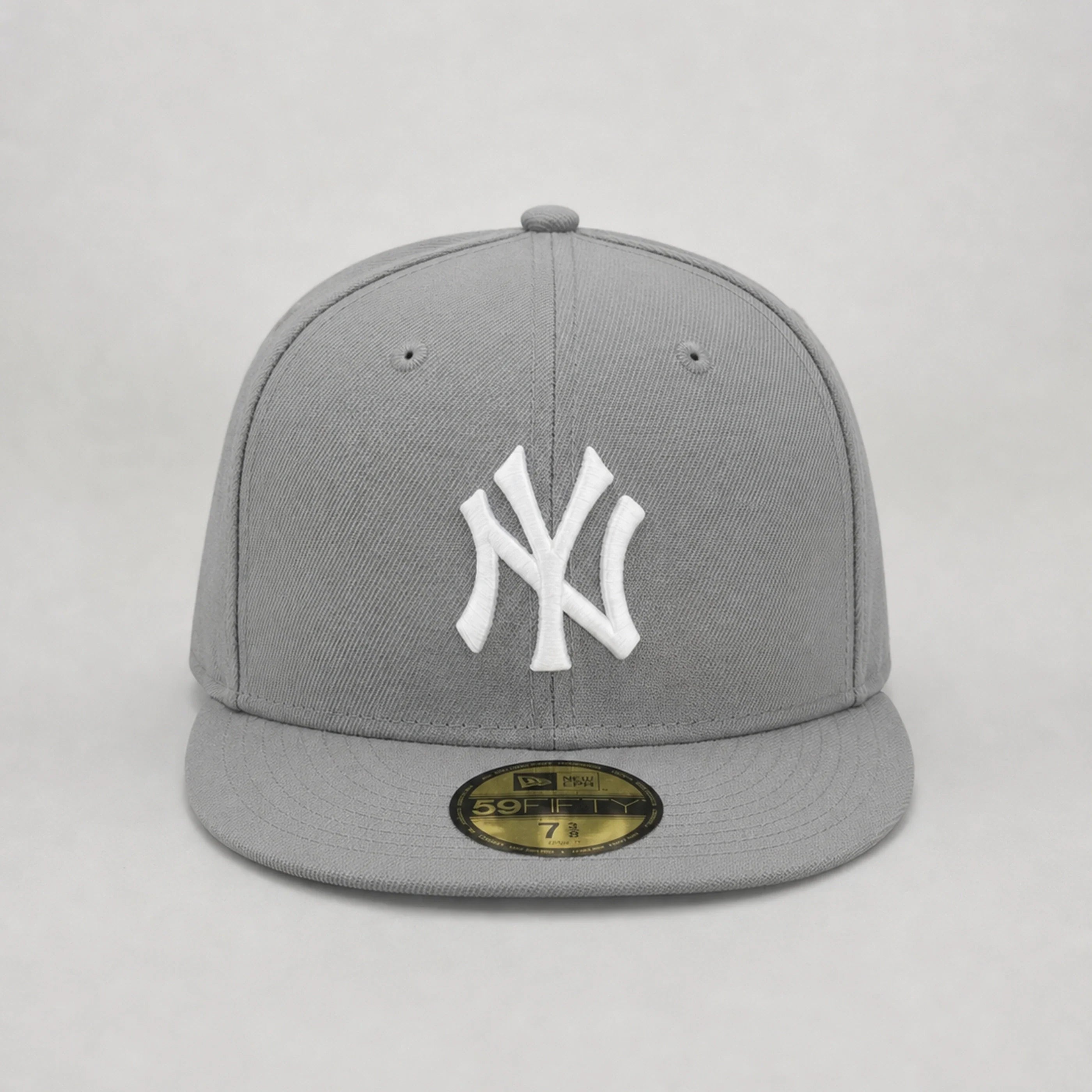Gorra NY Grey New Era 59FIFTY, vista frontal — Stylo 88
