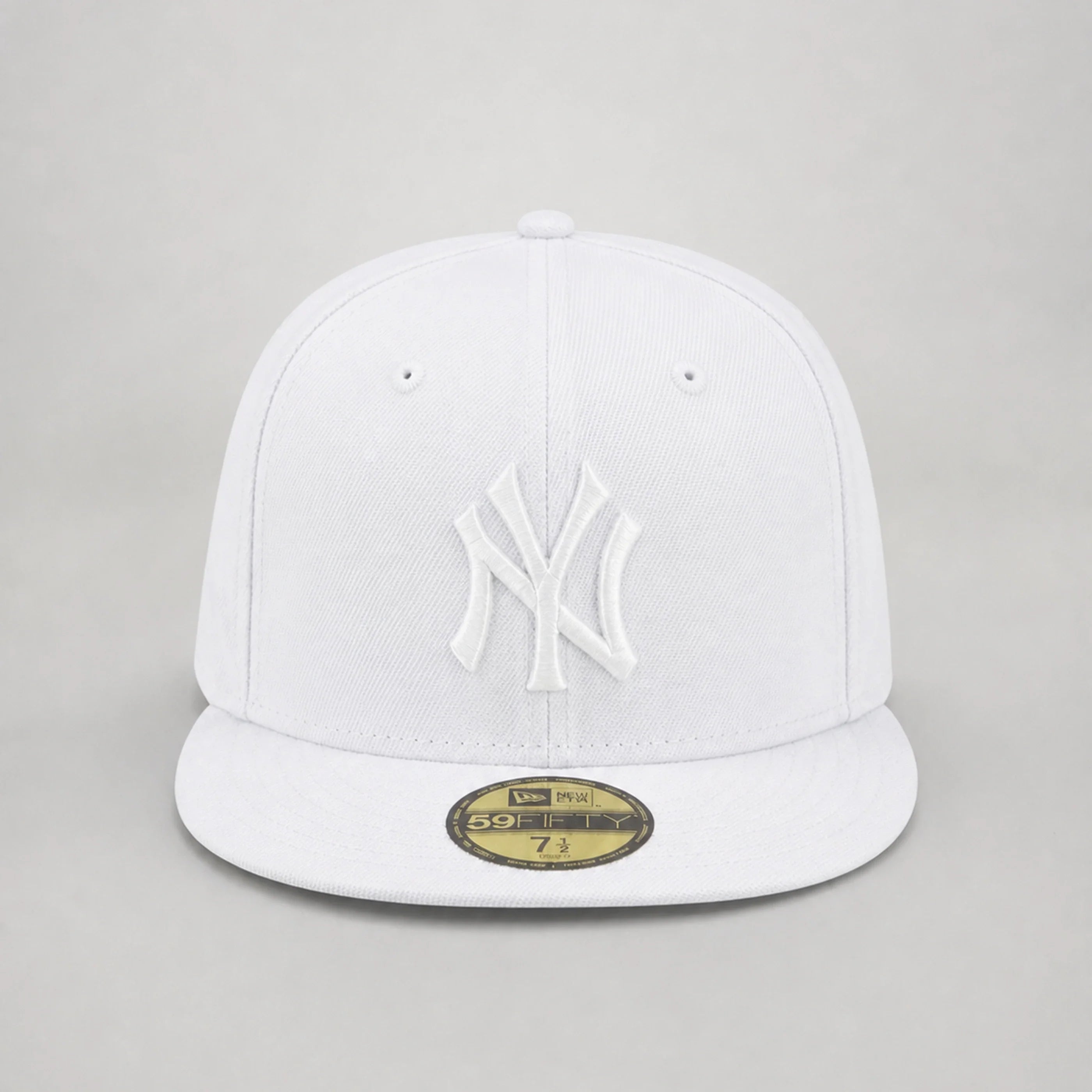 Gorra NY White New Era 59FIFTY, vista frontal — Stylo 88