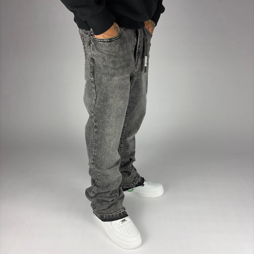 Grey Fashion Nova Flare Jeans hombre Stylo 88, detalle de tela y costuras — denim streetwear Chile
