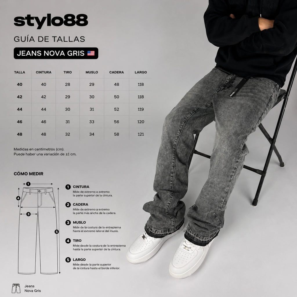 Grey Fashion Nova Flare Jeans hombre Stylo 88, vista adicional — denim streetwear Chile