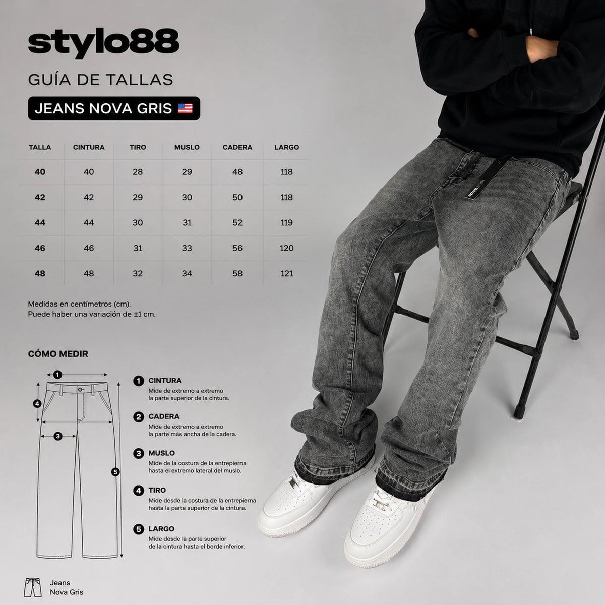 Grey Fashion Nova Flare Jeans hombre Stylo 88, vista adicional — denim streetwear Chile