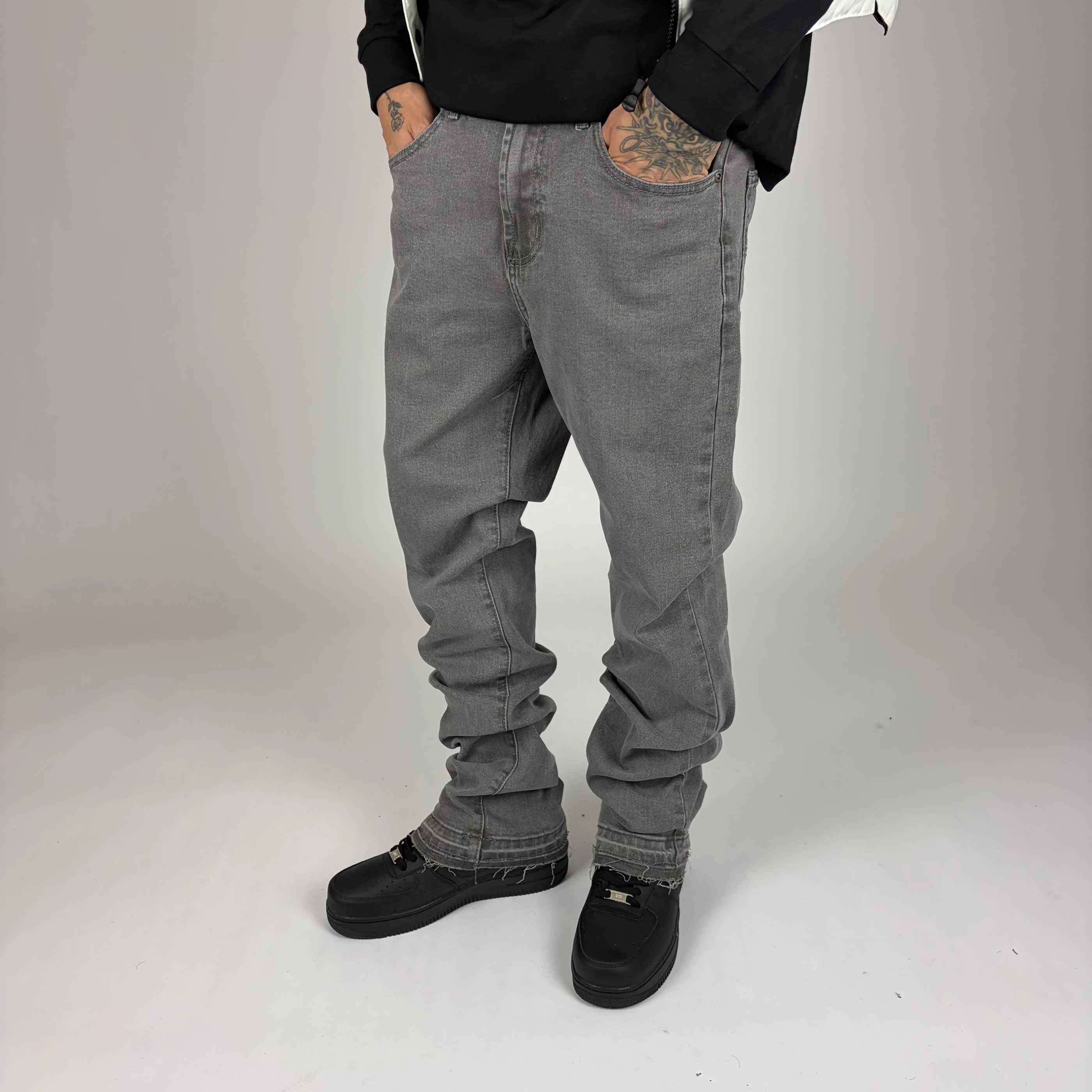 Grey Flare Jeans lateral