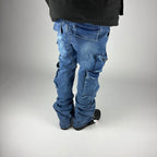 Pocket Flare Cargo Jeans hombre Stylo 88, detalle de tela y costuras — denim streetwear Chile