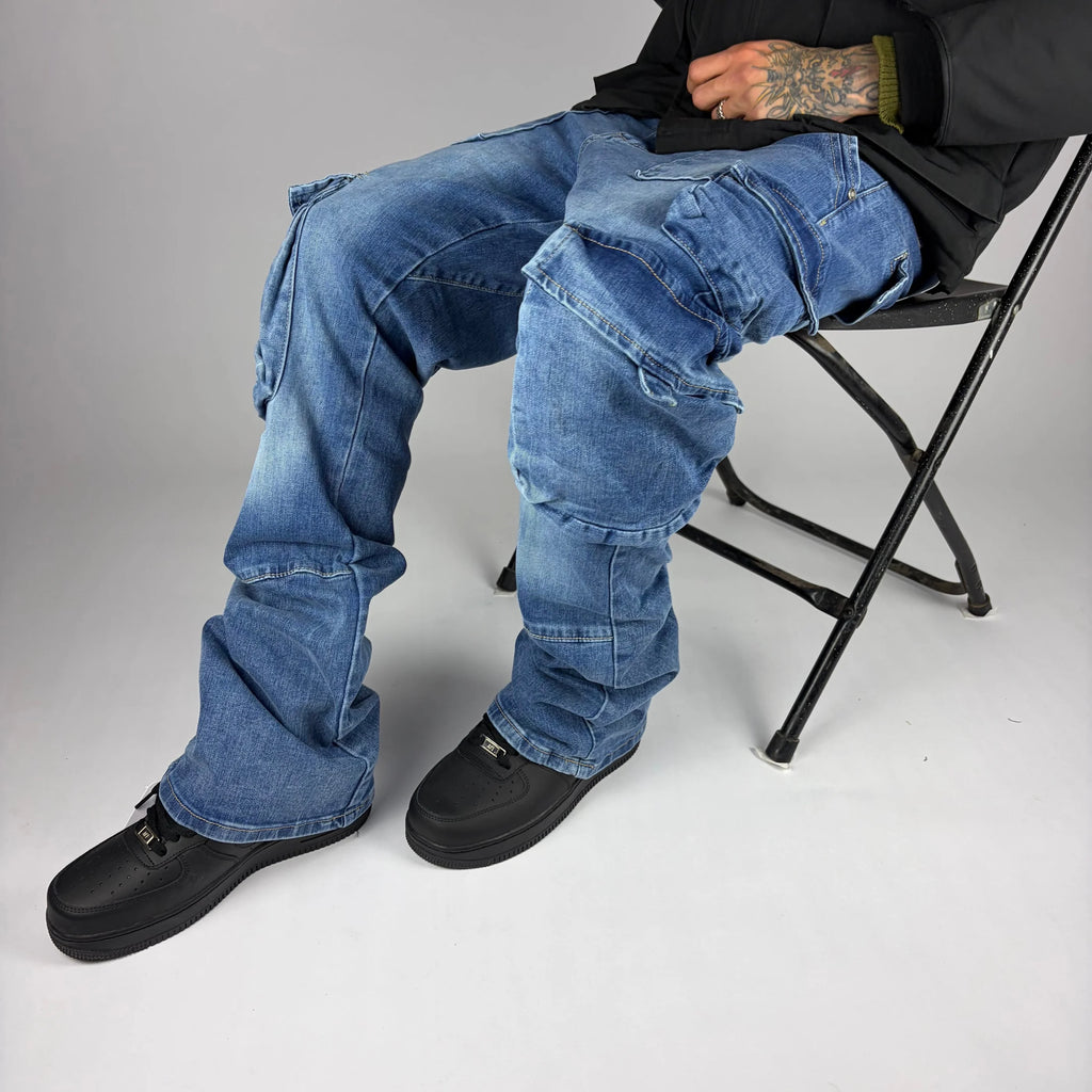 Pocket Flare Cargo Jeans hombre Stylo 88, vista adicional — denim streetwear Chile