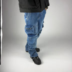 Pocket Flare Cargo Jeans hombre Stylo 88, look completo en modelo — denim streetwear Chile
