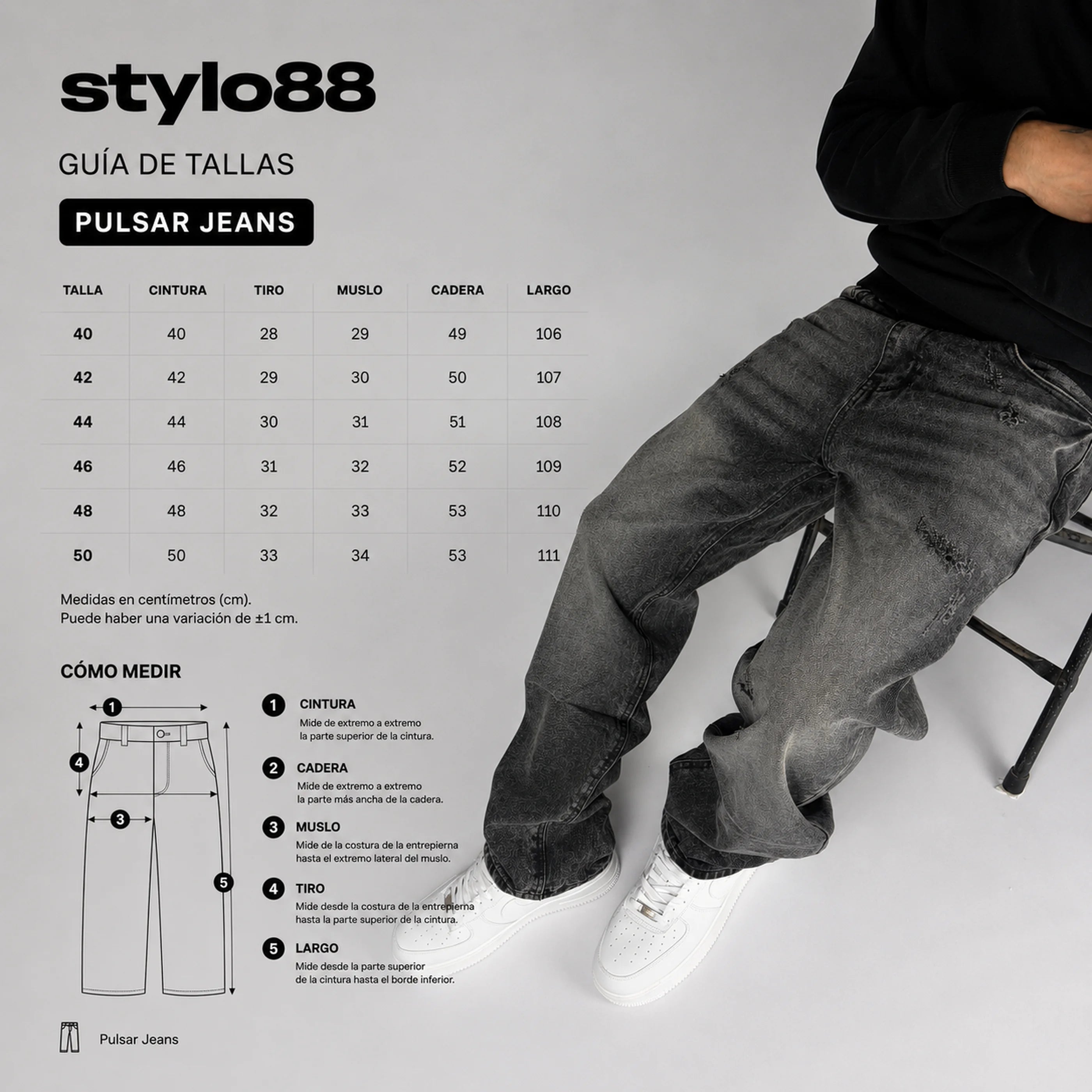 Pulsar Jeans hombre Stylo 88, vista adicional — denim streetwear Chile