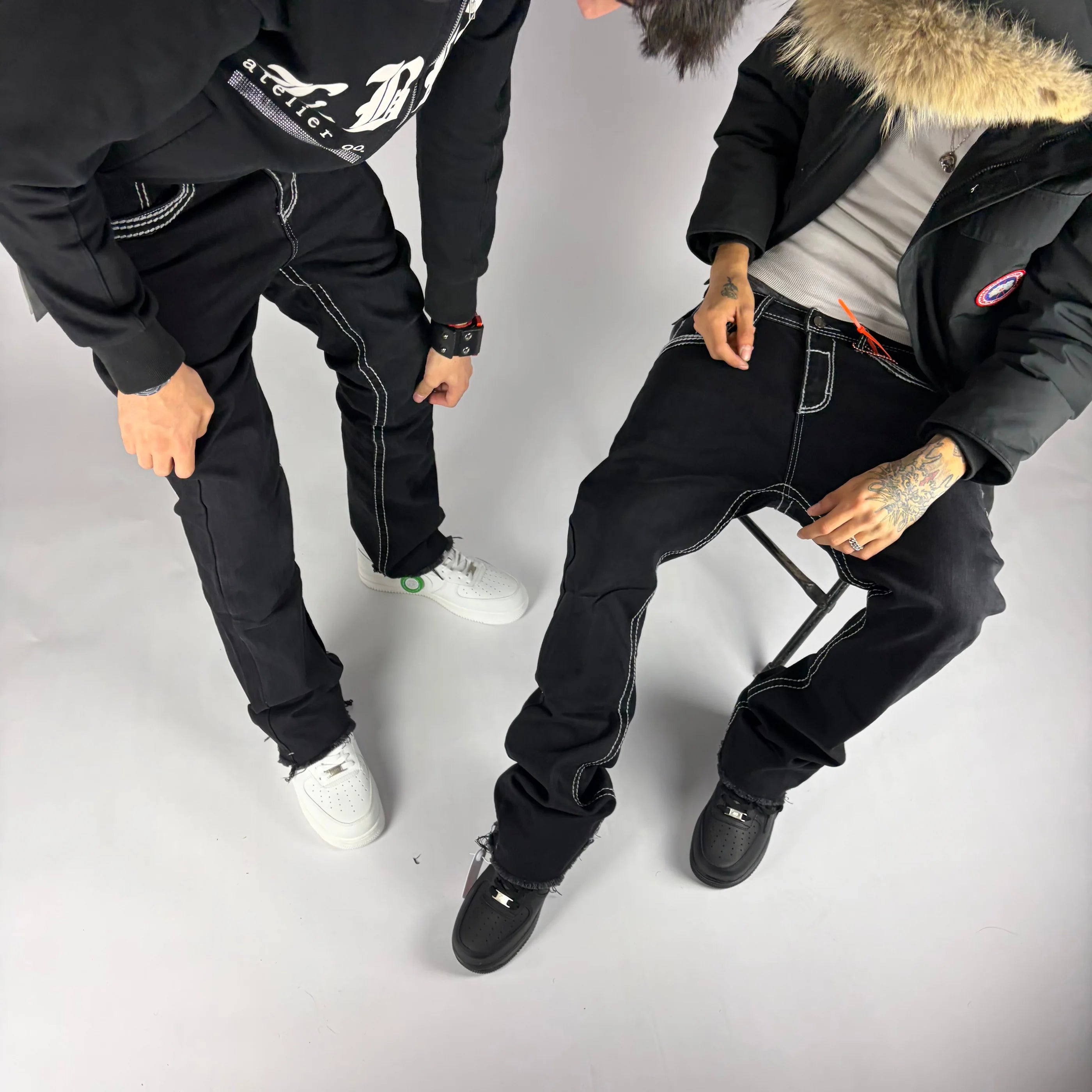 Reaper Flare Jeans hombre Stylo 88, detalle de tela y costuras — denim streetwear Chile