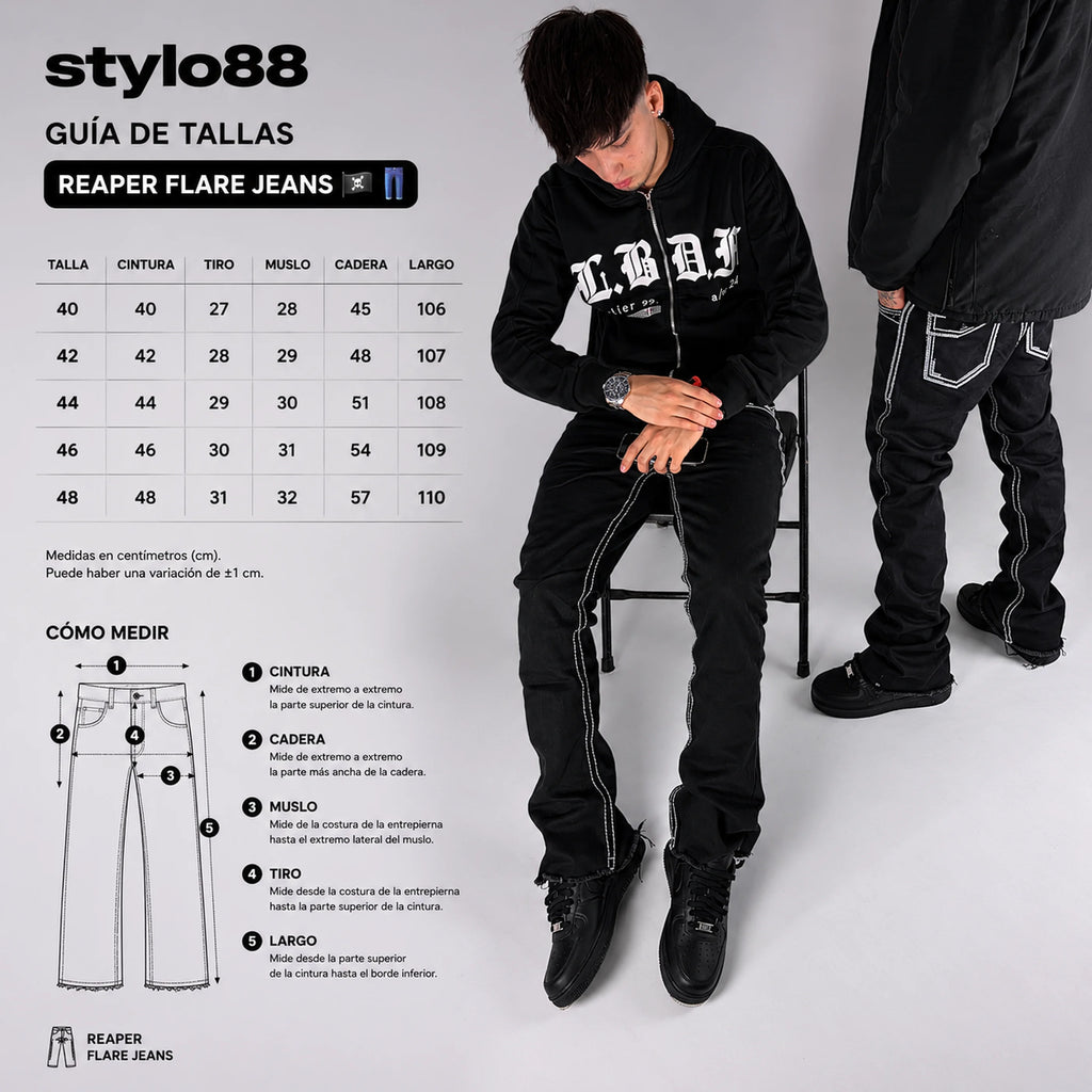 Reaper Flare Jeans hombre Stylo 88, vista adicional — denim streetwear Chile