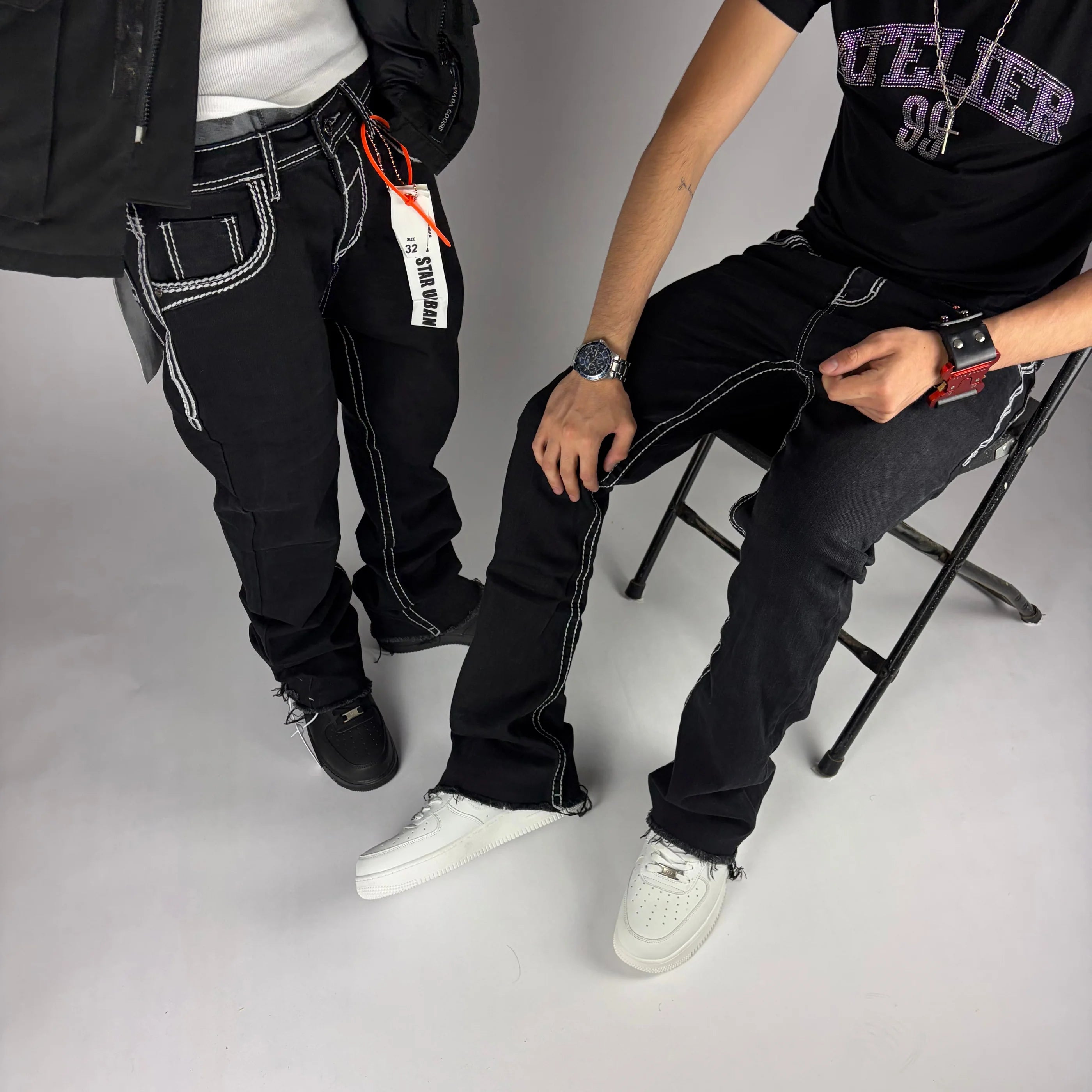 Reaper Flare Jeans hombre Stylo 88, look completo en modelo — denim streetwear Chile