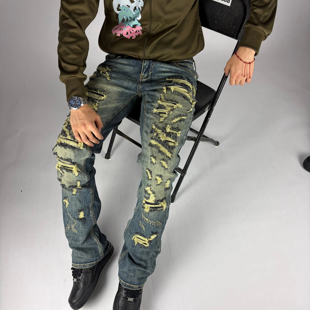 Wasted Flare Jeans hombre Stylo 88, vista trasera con detalle de bolsillos — denim streetwear Chile