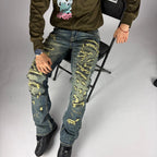 Wasted Flare Jeans hombre Stylo 88, vista trasera con detalle de bolsillos — denim streetwear Chile